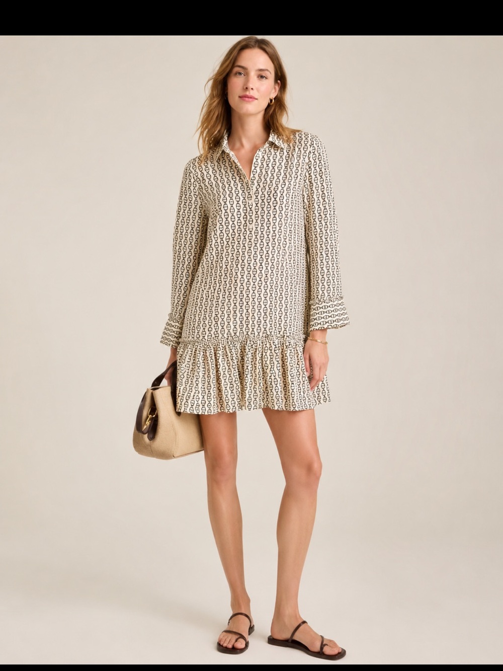 Jcrew Amelia popover dress- chain pattern size small
